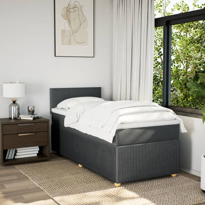 Box Spring Bed with Mattress Light Grey King Single Fabric Payday Deals