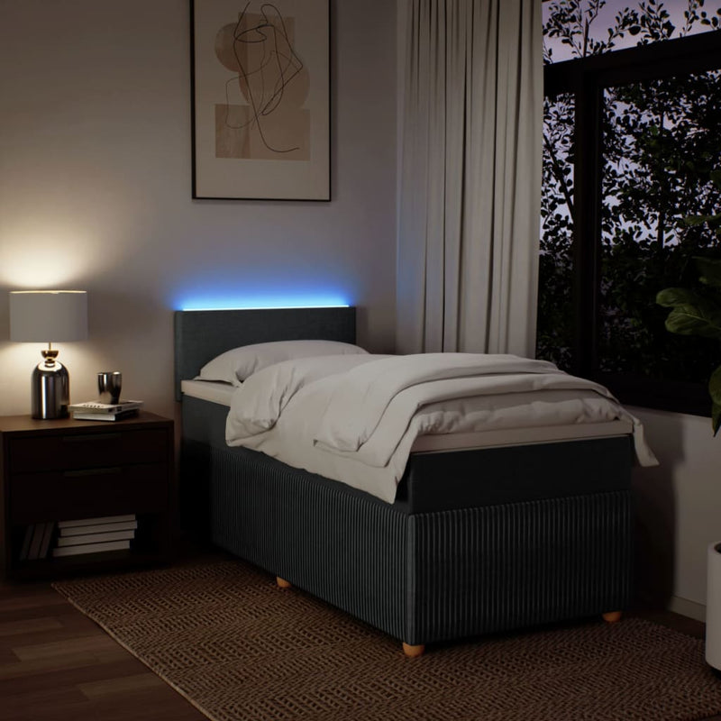 Box Spring Bed with Mattress Light Grey King Single Fabric Payday Deals