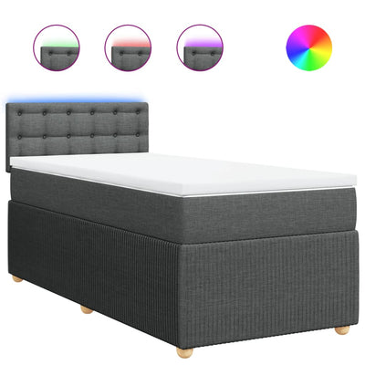Box Spring Bed with Mattress Light Grey King Single Fabric Payday Deals
