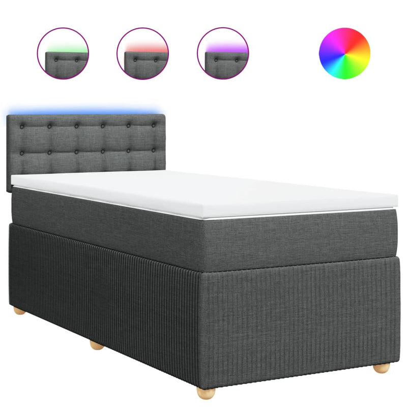 Box Spring Bed with Mattress Light Grey King Single Fabric Payday Deals