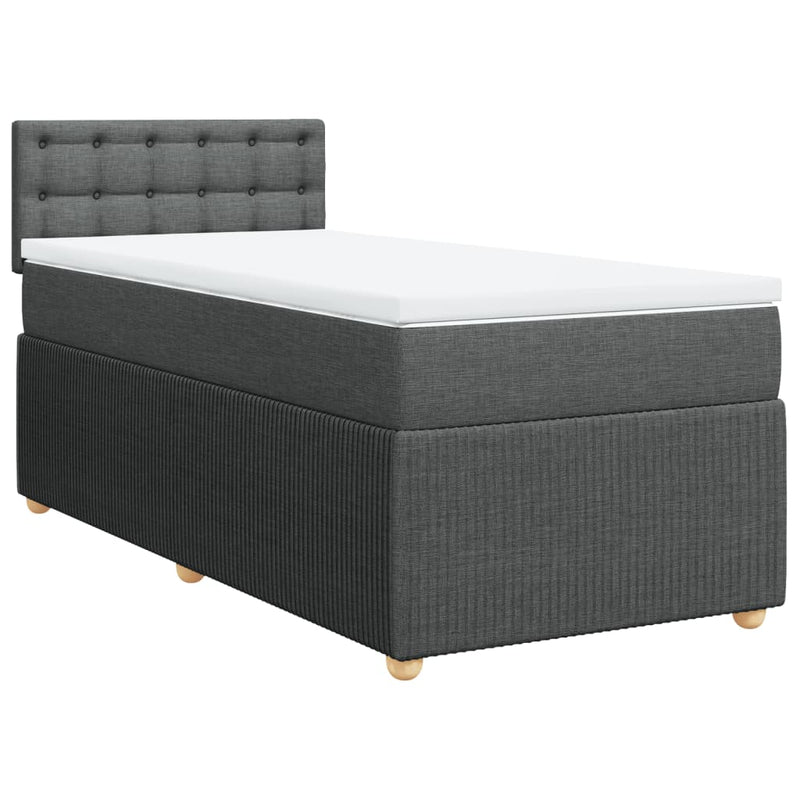 Box Spring Bed with Mattress Light Grey King Single Fabric Payday Deals