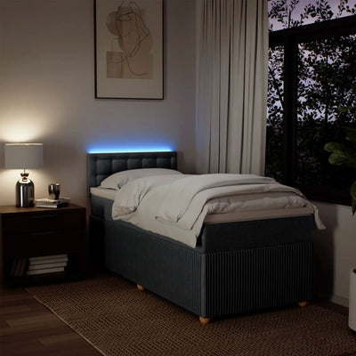 Box Spring Bed with Mattress Light Grey King Single Fabric Payday Deals