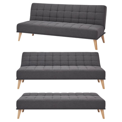 Brando 3 Seater Sofa Futon Bed Fabric Lounge Couch - Charcoal Payday Deals