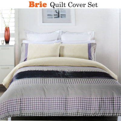 Brie Lilac Grey Quilt Cover Set KING Payday Deals