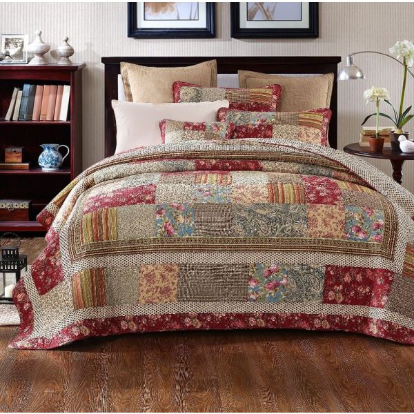 Broadway 100% Cotton Quilted 3 pcs Bedspread Coverlet Set King Payday Deals