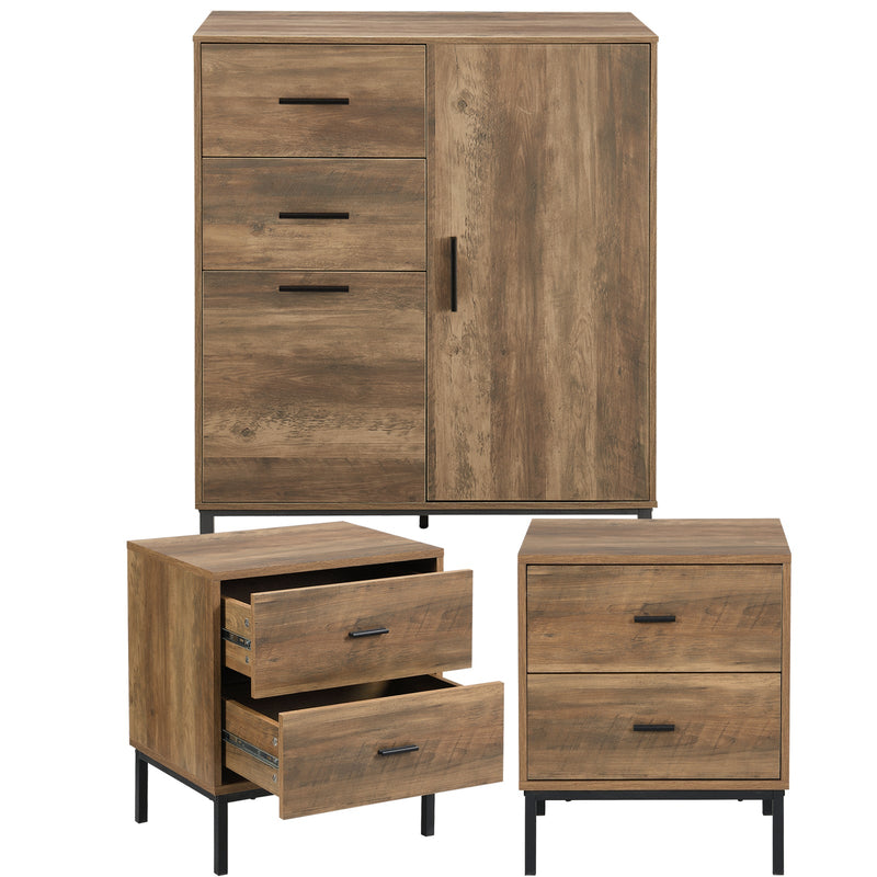 Bronx Bronx Wardrobe Chest Drawers + 2 Bedside Tables Drawers Payday Deals