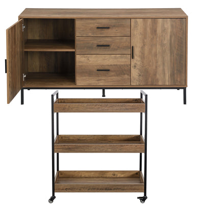 Bronx Buffet Sideboard Cabinet and Kitchen Trolley Bundle Payday Deals