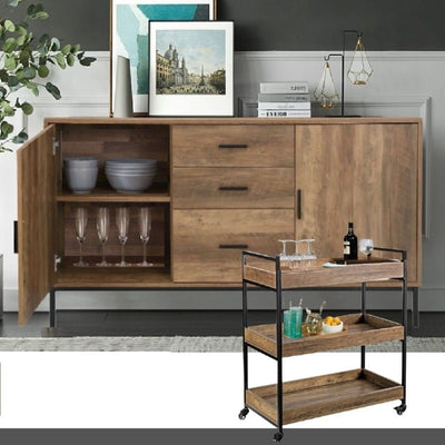 Bronx Buffet Sideboard Cabinet and Kitchen Trolley Bundle Payday Deals