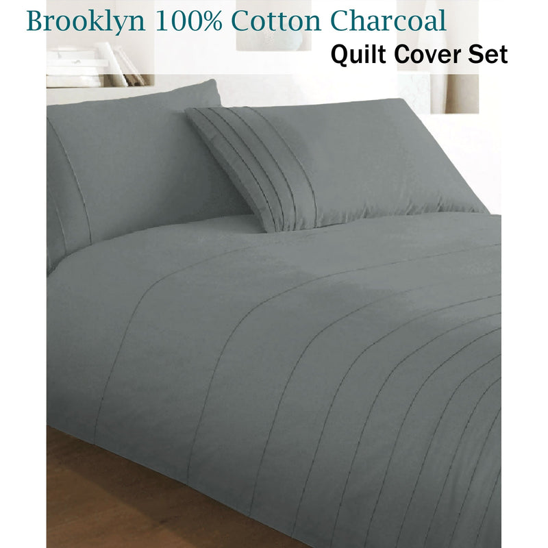 Brooklyn Charcoal Quilt Cover Set King Payday Deals