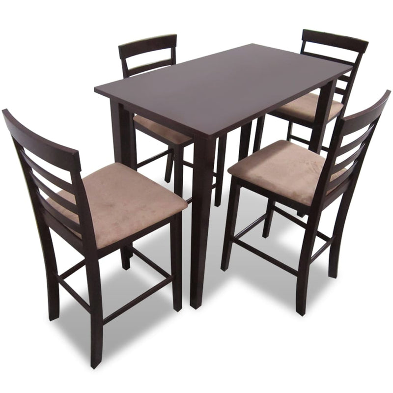 Brown Wooden Bar Table and 4 Bar Chairs Set Payday Deals