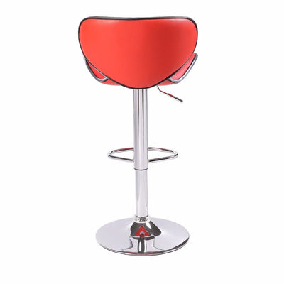 2X Red Bar Stools Faux Leather Mid High Back Adjustable Crome Base Gas Lift Swivel Chairs