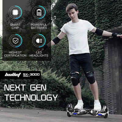 BULLET Electric Hoverboard Scooter 6.5 Inch Wheels, Colour LED Lighting, Carry Bag, Gen III Camo Grey Payday Deals