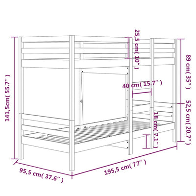 Bunk Bed without Mattress White 90x190 cm Solid Wood Pine Payday Deals