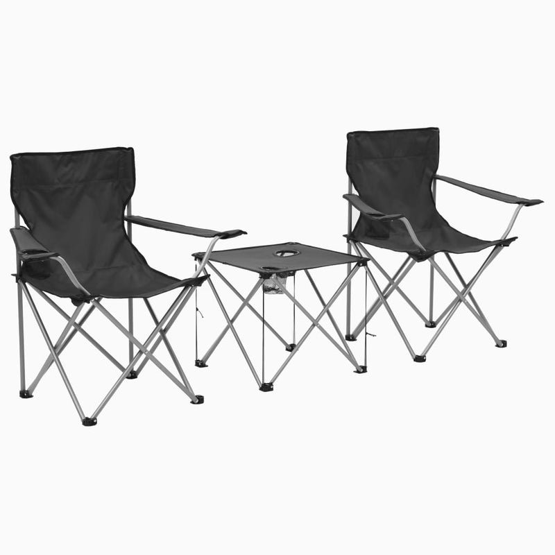 Camping Table and Chair Set 3 Pieces Grey Payday Deals