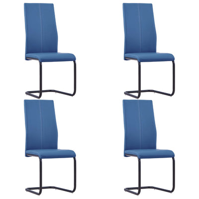 Cantilever Dining Chairs 4 pcs Blue Faux Leather Payday Deals
