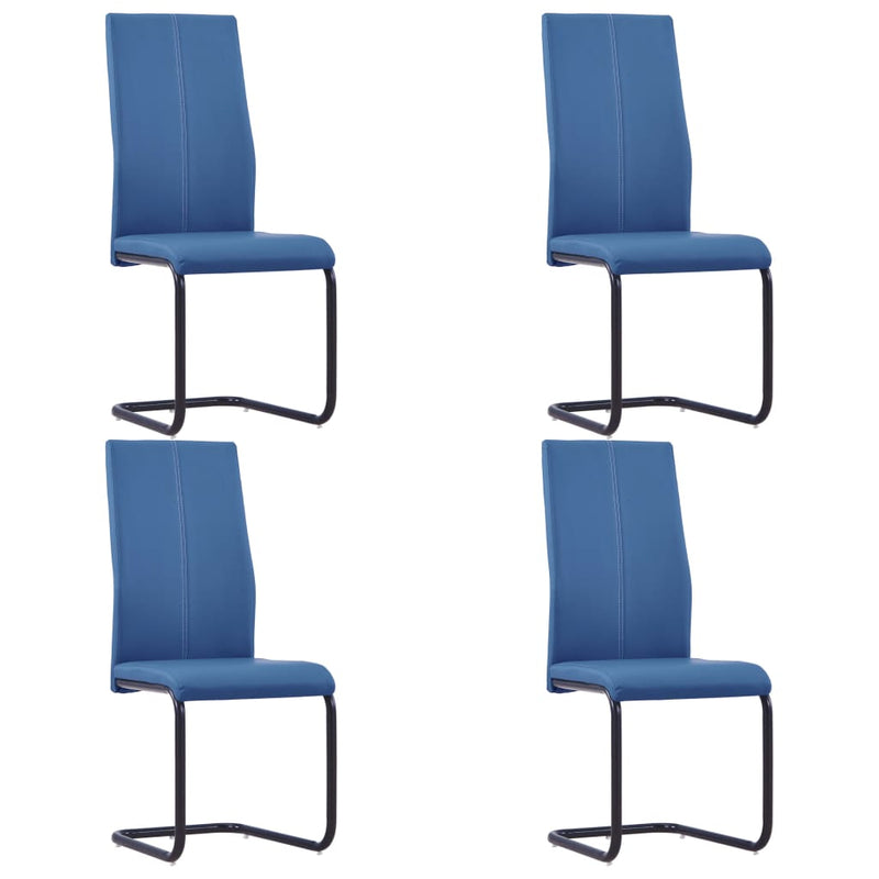 Cantilever Dining Chairs 4 pcs Blue Faux Leather Payday Deals