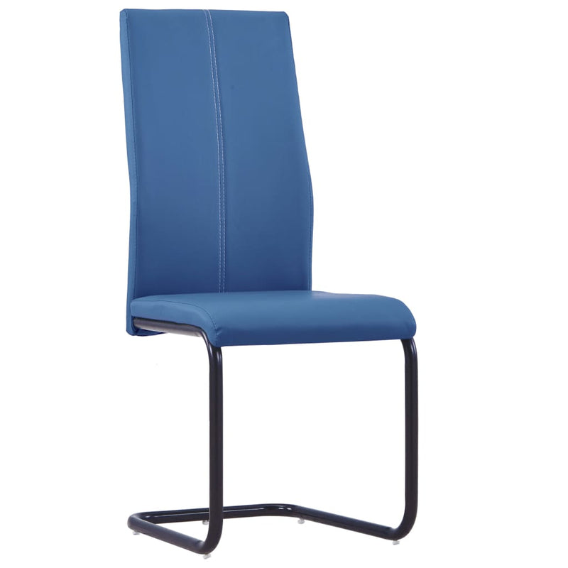 Cantilever Dining Chairs 4 pcs Blue Faux Leather Payday Deals