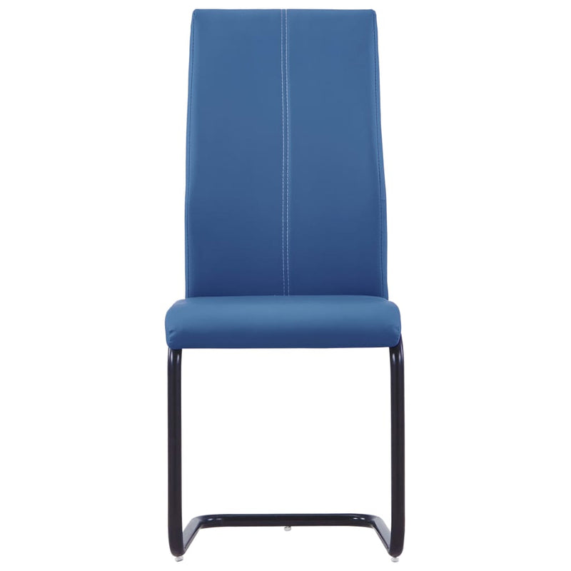Cantilever Dining Chairs 4 pcs Blue Faux Leather Payday Deals