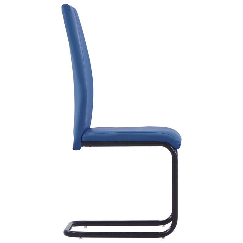 Cantilever Dining Chairs 4 pcs Blue Faux Leather Payday Deals