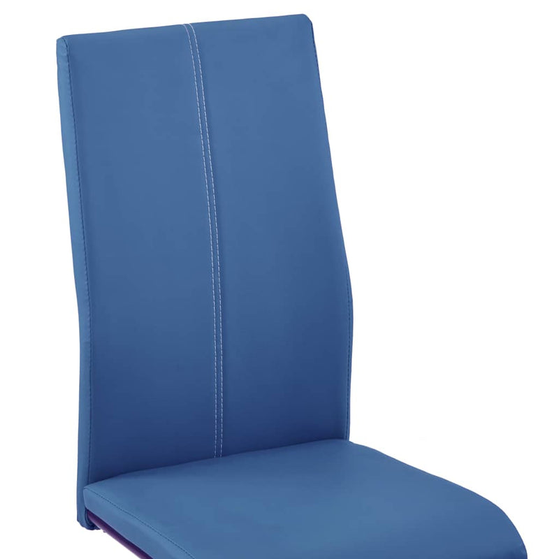 Cantilever Dining Chairs 4 pcs Blue Faux Leather Payday Deals