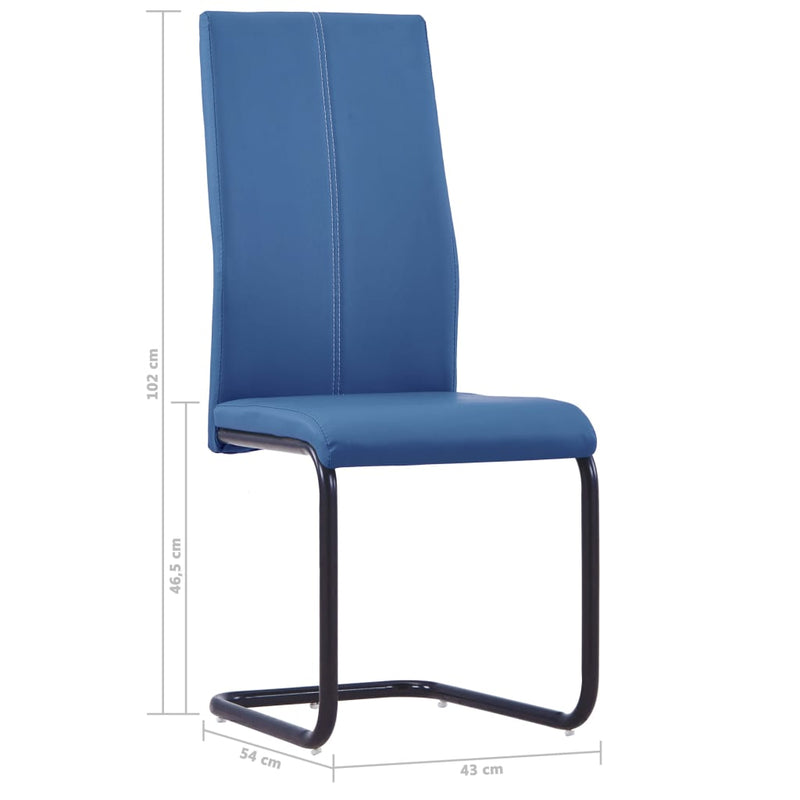 Cantilever Dining Chairs 4 pcs Blue Faux Leather Payday Deals