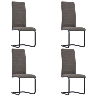 Cantilever Dining Chairs 4 pcs Taupe Fabric