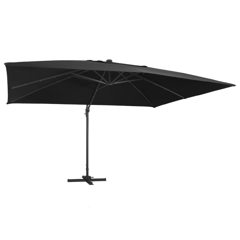 Cantilever Garden Parasol with LED Lights and Aluminium Pole 400x300 cm Black Payday Deals