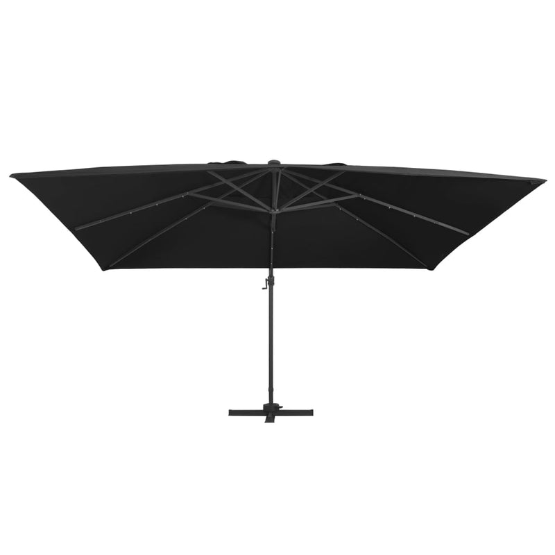 Cantilever Garden Parasol with LED Lights and Aluminium Pole 400x300 cm Black Payday Deals