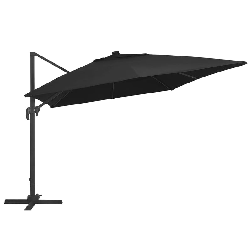 Cantilever Garden Parasol with LED Lights and Aluminium Pole 400x300 cm Black Payday Deals