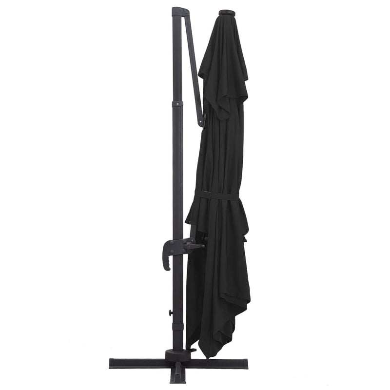 Cantilever Garden Parasol with LED Lights and Aluminium Pole 400x300 cm Black Payday Deals