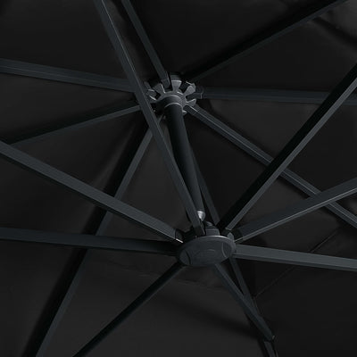 Cantilever Garden Parasol with LED Lights and Aluminium Pole 400x300 cm Black Payday Deals