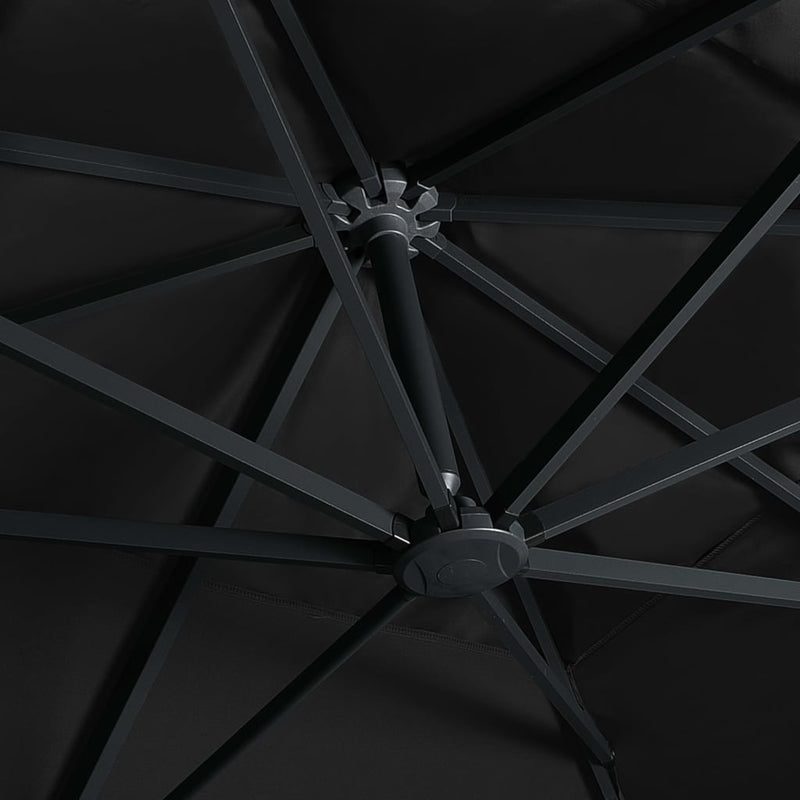 Cantilever Garden Parasol with LED Lights and Aluminium Pole 400x300 cm Black Payday Deals