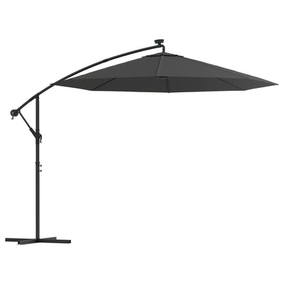 Cantilever Garden Parasol with LED Lights and Steel Pole 300 cm Anthracite Payday Deals