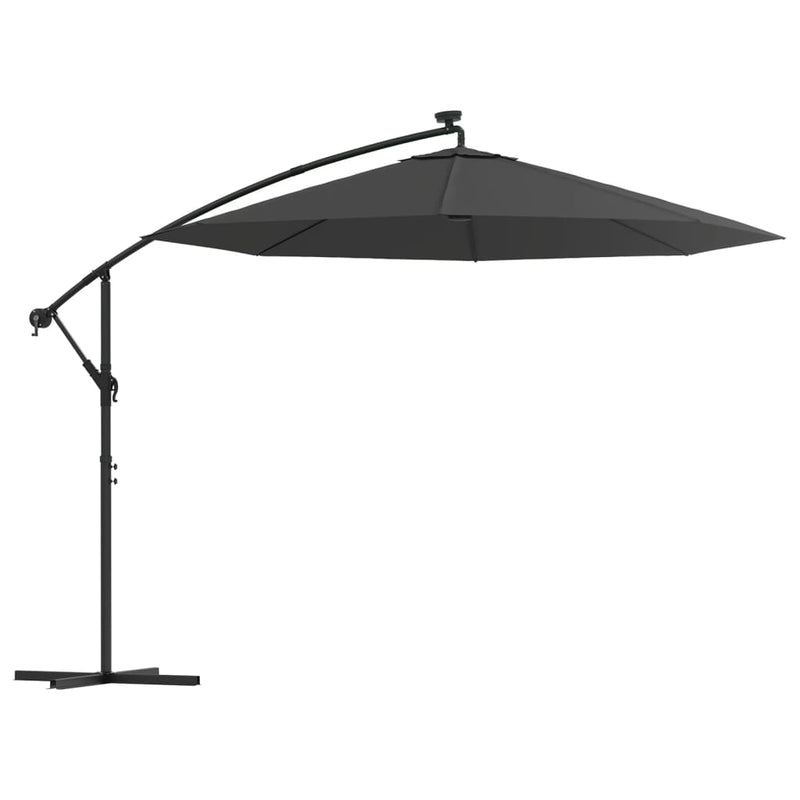 Cantilever Garden Parasol with LED Lights and Steel Pole 300 cm Anthracite Payday Deals