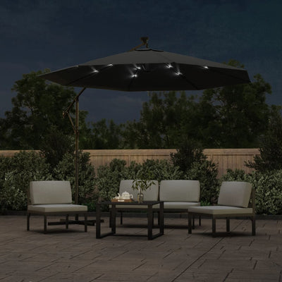 Cantilever Garden Parasol with LED Lights and Steel Pole 300 cm Anthracite Payday Deals