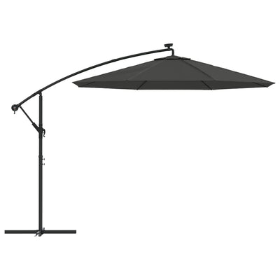 Cantilever Garden Parasol with LED Lights and Steel Pole 300 cm Anthracite Payday Deals