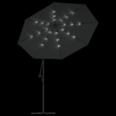 Cantilever Garden Parasol with LED Lights and Steel Pole 300 cm Anthracite Payday Deals