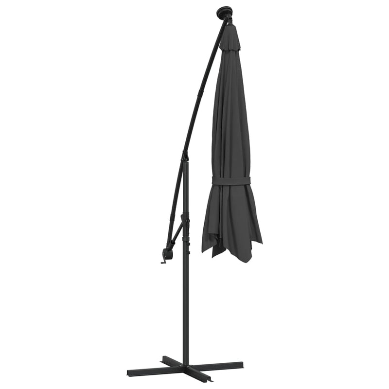 Cantilever Garden Parasol with LED Lights and Steel Pole 300 cm Anthracite Payday Deals