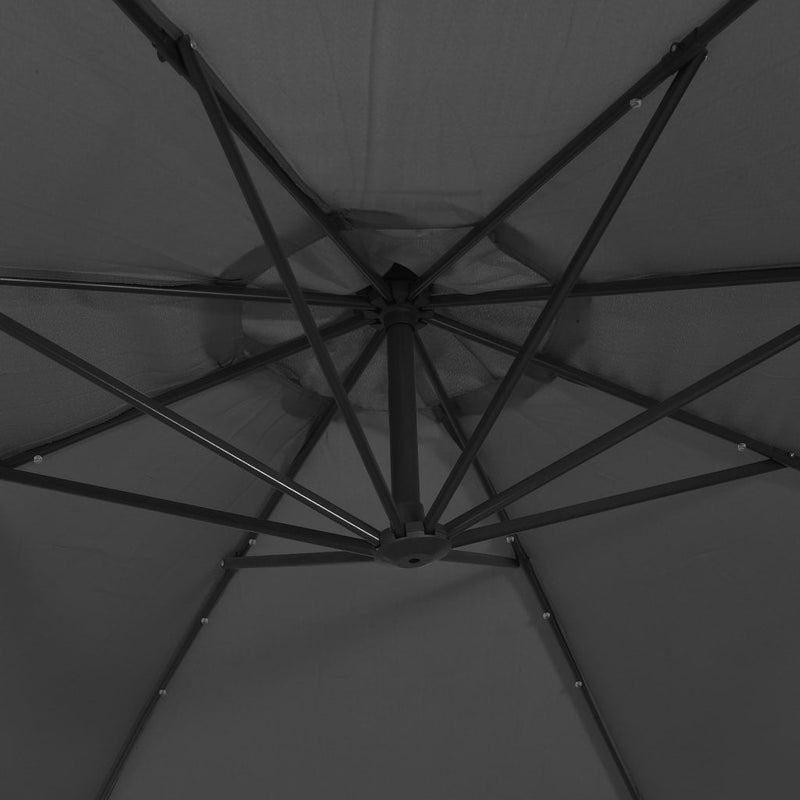Cantilever Garden Parasol with LED Lights and Steel Pole 300 cm Anthracite Payday Deals