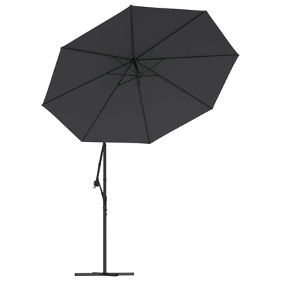 Cantilever Garden Parasol with LED Lights and Steel Pole 300 cm Black Payday Deals