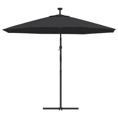 Cantilever Garden Parasol with LED Lights and Steel Pole 300 cm Black Payday Deals