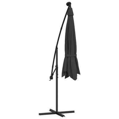 Cantilever Garden Parasol with LED Lights and Steel Pole 300 cm Black Payday Deals