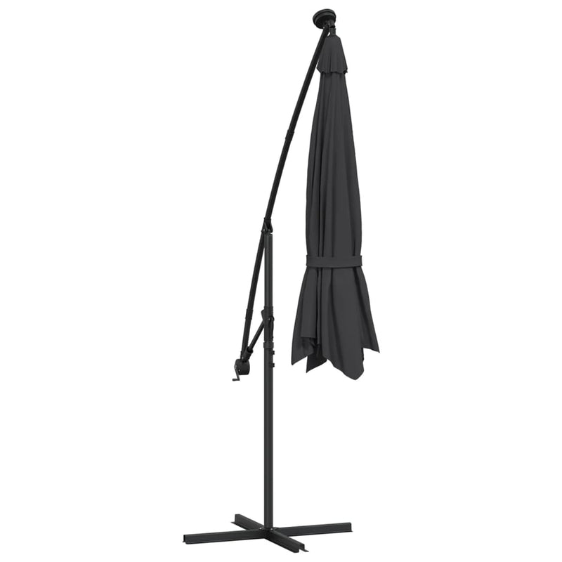 Cantilever Garden Parasol with LED Lights and Steel Pole 300 cm Black Payday Deals