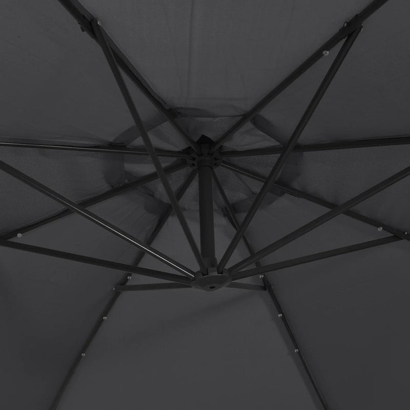 Cantilever Garden Parasol with LED Lights and Steel Pole 300 cm Black Payday Deals