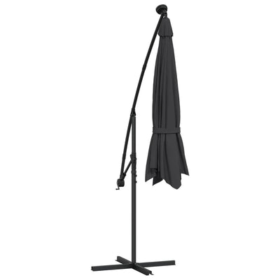 Cantilever Umbrella with LED Lights and Steel Pole 300 cm Black Payday Deals