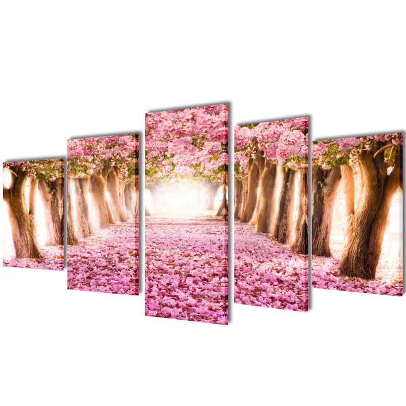 Canvas Wall Print Set Cherry Blossom 200 x 100 cm Payday Deals