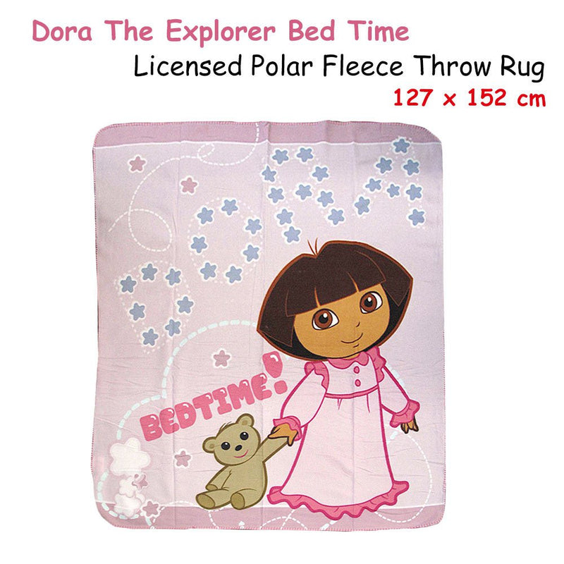 Caprice Polar Fleece Throw Rug Dora Explorer Bed Time 127 x 152 cm Payday Deals