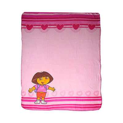 Caprice Polar Fleece Throw Rug Dora Explorer Thick and Embroidered Pink Heart 127 x 152 cm Payday Deals