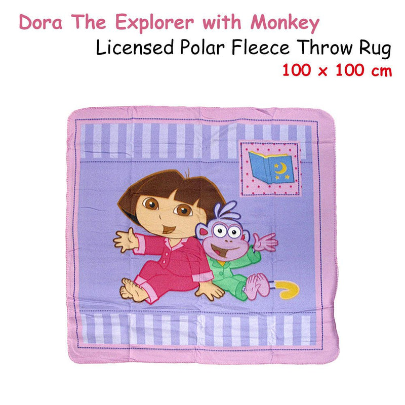 Caprice Polar Fleece Throw Rug Dora Explorer with Monkey 100 x 100 cm Payday Deals