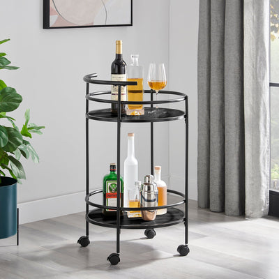 Carlly 2 Tiers Kitchen Rolling Bar Cart In Black Payday Deals
